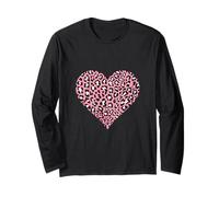 Rosa Nero Bianco Leopardo Animale Stampa Cuore Maglia a Manica