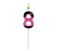 Rosa Nero Candele Compleanno per Bambine, Topolino dei Cartoni Animati Candela Numerica Topper Torta Decorazioni Cupcake Decorazioni Compleanno a Tema Topolino Rosa Articoli Feste (Numero 8)