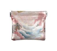 Rosa Nuvole Montagne Paesaggio Cinese Pittura Delle Donne di Modo Della Borsa Della Moneta Del Cuoio Portafoglio Decorativo Mini Caso Cosmetico per