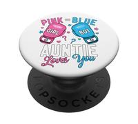 Rosa o Blu Auntie Loves You Boxing Gender Reveal Party PopSockets PopGrip Adesivo