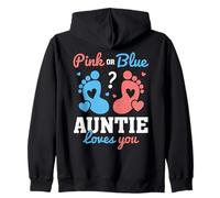 Rosa o Blu Auntie Loves You Gender Reveal Auntie Aunt Felpa con Cappuccio
