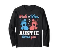 Rosa o Blu Auntie Loves You Gender Reveal Auntie Aunt Maglia a Manica