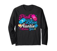 Rosa o Blu Auntie Loves You Gender Reveal Maglia a Manica