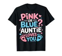 Rosa o Blu Auntie Loves You Gender Reveal Maglietta