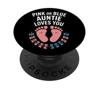 Rosa o Blu Auntie Loves You Gender Reveal PopSockets PopGrip Adesivo