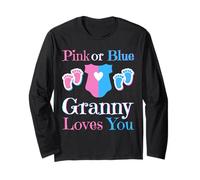 Rosa O Blu Granny Loves You Baby Shower Genere Reveal Maglia a Manica