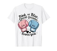 Rosa o Blu Great Grandma Loves You Boxing Gender Reveal Maglietta