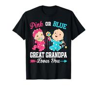 Rosa o Blu Great Grandpa Loves You Gender Reveal Party Maglietta