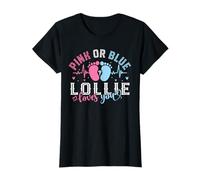 Rosa o blu Lollie Loves You Baby Shower Smiles Maglietta