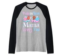 Rosa O Blu Mamma Loves You Baby Shower Genere Rivela Mamma Ma Maglia con Maniche Raglan