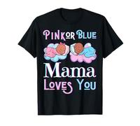 Rosa O Blu Mamma Loves You Baby Shower Genere Rivela Mamma Ma Maglietta