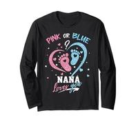 Rosa o Blu Nana Loves You Gender Reveal Party Maglia a Manica