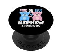 Rosa o blu Nephew Loves You Bear Gender Reveal Party PopSockets PopGrip Adesivo