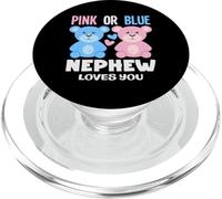 Rosa o blu Nephew Loves You Bear Gender Reveal Party PopSockets PopGrip per MagSafe