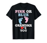 Rosa o Blu Nonna Loves You Gender Reveal Baby Shower Maglietta