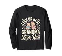 Rosa O Blu Nonna Loves You Nero Bambino Sesso Rivela Maglia a Manica