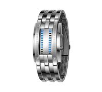 (Rosa) Orologio da uomo e da donna Future Technology Binary in acciaio inossidabile nero, con data e