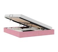 Rosa Ottoman Storage Bed Frame 160x200 cm Velvet Upholstered King Size Bed with Hydraulic Lift for Bedroom Living Room Metal Frame, Modern Square Handle Design, Easy Durable, 280 kg Capacity