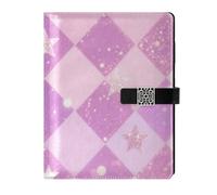 Rosa Paillettes Star Check Pattern cuoio foderato notebook college soggetto portatile college a righe per il lavoro 6.7x9.2