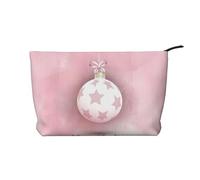 Rosa Palla Di Natale Chiusura Cerniera Sacchetto di Trucco Velluto A Coste Multifunzionale Organizer 22x7x17cm per Viaggi Campeggio Vacanza Fitness, Nero , Taglia unica