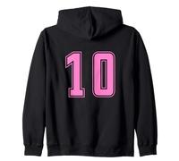 Rosa Pink Numero 10 Uniforme Numerata Squadra Sportivo Felpa con Cappuccio
