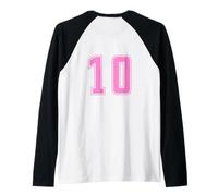 Rosa Pink Numero 10 Uniforme Numerata Squadra Sportivo Maglia con Maniche Raglan