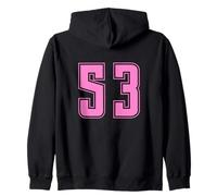 Rosa Pink Numero 53 Uniforme Numerata Squadra Sportivo Felpa con Cappuccio
