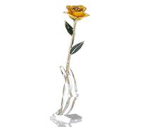 Rosa Placcata in Oro 24k, Vera Rosa Immersa in Oro Fiore di Rosa Lungo a Mano Artigianale con Un Chiaro Supporto per Il Display per per Sempre Love Valentines Day
