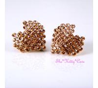 Rosa Placcato Oro Geometrico Cuore Amore Stretto Bottone Orecchini con /