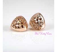 Rosa Placcato Oro Geometrico Triangolari Stretto Bottone Orecchini con /