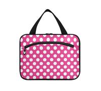 Rosa Polka Dot Hanging Kit da viaggio per le donne con gancio, designer compatto articoli da toeletta borsa per viaggiare donne lavoro estuche para guardar maquillaje L