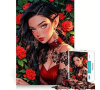 Rosa - Principessa elfa tra le rose Puzzle da 1000 pezzi per adolescenti Giocattolo intellettuale Rilassante mentale Taglio di qualità Regalo per le vacanze (50x75cm)