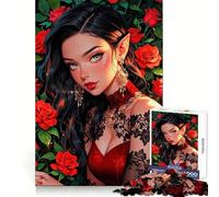 Rosa - Principessa elfa tra le rose Puzzle da 1000 pezzi per adolescenti Gioco di puzzle per stimolare la creatività e il divertimento Disegno d'arte da collezione (38x52cm)