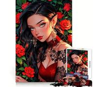 Rosa - Principessa elfa tra le rose Puzzle da 1000 pezzi per adulti, per migliorare la memoria, per un piacevole svago, design, assemblaggio, pezzo da collezione (38x26cm)