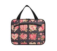 Rosa Romantico Amore Fiori Appesi Cosmetici Borse con Cerniera con Gancio, Designer Carino Makeup Bag per auto per le Donne Must Haves Camping bolso para maquillaje L