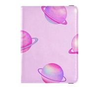 Rosa Romantico Carino Pianeta Universo Pelle Porta Passaporto Impermeabile Viaggio Vaccino Custodia Protettiva Porta Carte Portacarte Custodia Uomo Leggero Rosa Romantico Pianeta Carino Rosa, Universo
