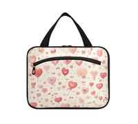 Rosa Romantico Love Palloncini Appesi Grande Hanging Viaggio Toiletry Bag con gancio, Designer Unisex Trapuntato Makeup Bag per Essentials per le Donne Hotel cartera para maquillaje L