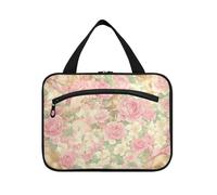Rosa Romantico Rosa Fiori Hanging Bag Borsa da viaggio con Appeso con gancio, Accessori di Design Cosmetico Makeup Bag per i viaggiatori Vacanza Bolsa para maquillaje L