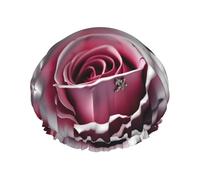 rosa rosa close up stampa doppio strato impermeabile cuffia da doccia donna uomo riutilizzabile bagno capelli tappi fascia elastica