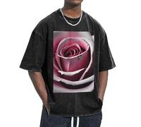 Rosa Rosa Close Up Stampa Fresco Confortevole Divertente Vintage Oversize T-shirt Classic-Fit Freedom Movement, Nero , L