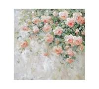 Rosa Rosa, Fiori Moderni, Dipinti A Mano, Dipinti A Olio Floreali Su Tela, Arte Murale, Paesaggio, per Camera Da Letto, Cucina, Sala Da Pranzo, Decorazioni per La Casa, 70X70 Cm (28X28 Pollici)