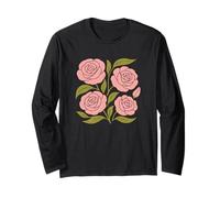 Rosa Rose Vintage Flower Lover Illustrazione Grafica Floreale Maglia a Manica