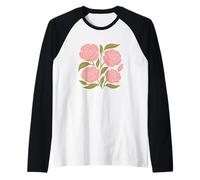 Rosa Rose Vintage Flower Lover Illustrazione Grafica Floreale Maglia con Maniche Raglan