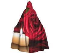 Rosa rossa con candela stampata mantello con cappuccio mantello mantello strega vampiri triste mietitore diavolo per ragazzo ragazza costume cosplay