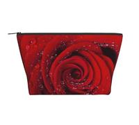 Rosa Rossa Con Gocce D'acqua Macro Di Luce Naturale, Borsa da toilette Borsa per trucco Borsa per cosmetici Borsa da toilette da viaggio portatile