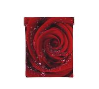 Rosa Rossa Con Gocce D'acqua Macro Di Luce Naturale, Spremere il portafoglio superiore da donna Borsa portaoggetti Piccola portamonete Portamonete