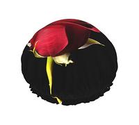 Rosa rossa con spruzzi rossi cuffia da a stampata, cuffie da bagno riutilizzabili impermeabili per donna, uomo, ragazzo e ragazza Spa Salon