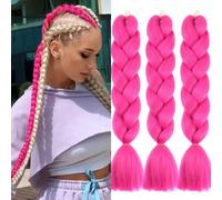 Rosa Rossa Extension Per Treccine Africane 24" Treccia Capelli Extension Colorate Ombre Jumbo Treccia Extension Capelli Fibra Sintetica Treccia Di Scatola Crochet Intrecciare Braiding Hair