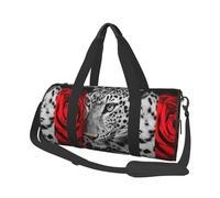 Rosa rossa leopardata, Borsone da viaggio di grande capacità Borsa rotonda Borsa da viaggio sportiva Borsa da viaggio Borsa da fitness