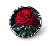 Rosa rossa Sfondo Nero Spilla Distintivo Rotondo Leggero Risvolto Tie Pins Regali Unici Spilla In Metallo Distintivo Per Cappello Camicia Abbigliamento Borse Decorazione